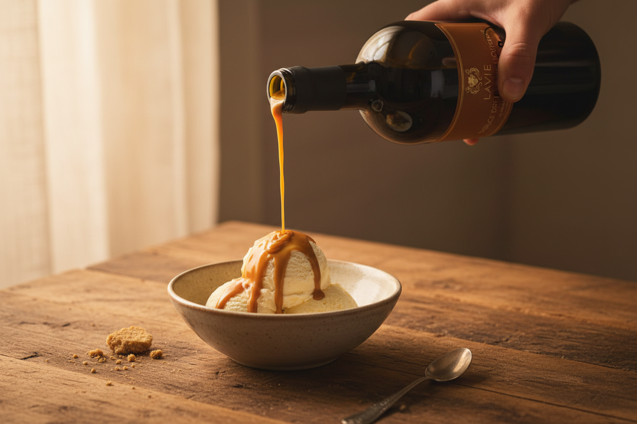 Helado de vainilla con Lavie Dulce de Leche