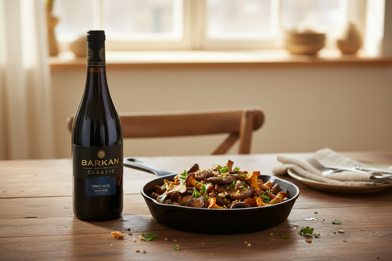 Hongos y setas con Barkan Classic Pinot Noir