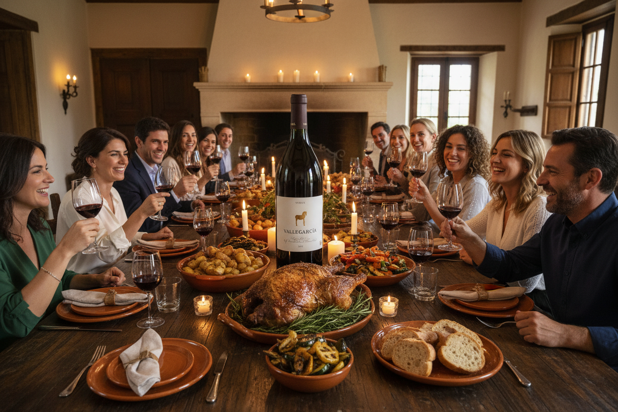 Maridaje Vallegarcía Syrah Doble Magnum cordero entero celebración en casa
