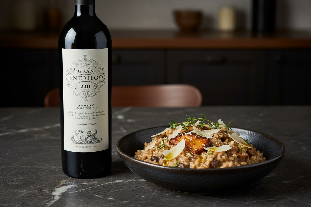 Gran Enemigo Agrelo 2011 con risotto de hongos porcini - maridaje