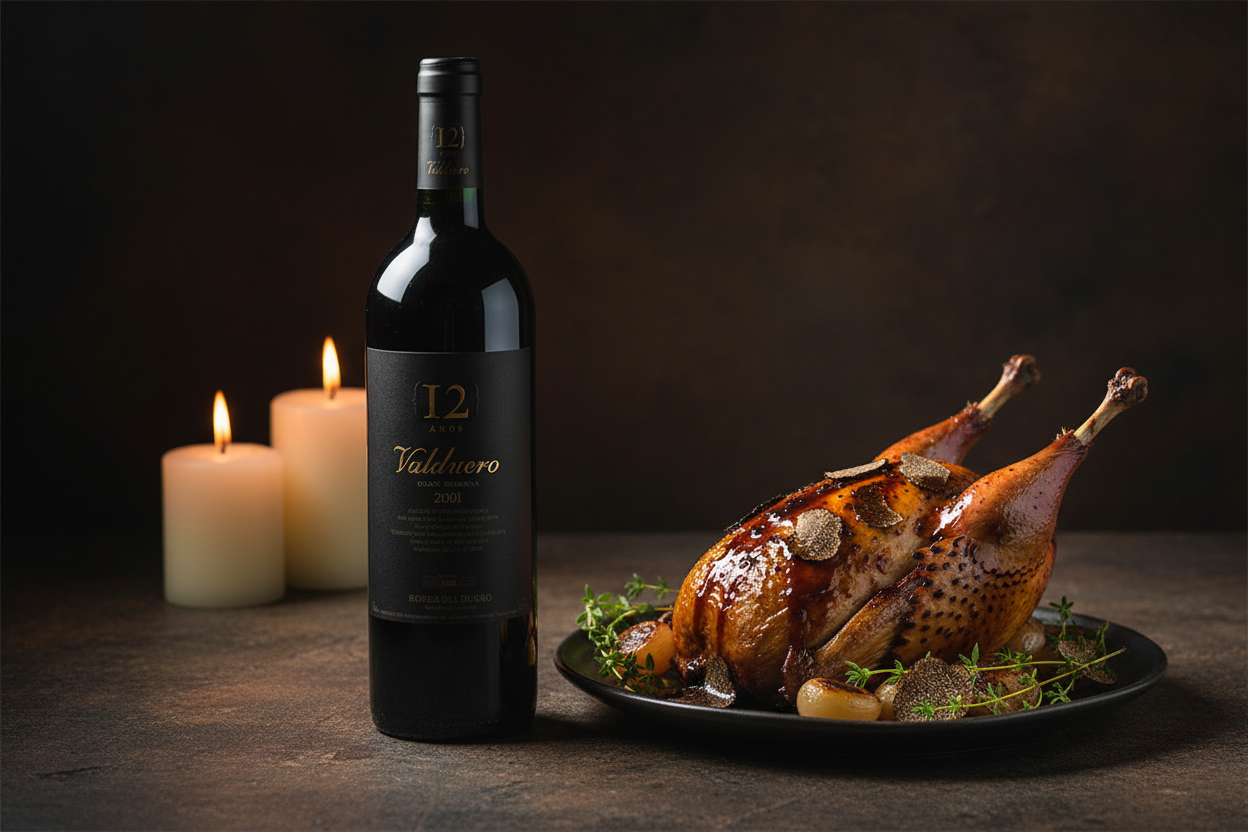 Valduero Gran Reserva 12 Años 2001 con caza de pluma trufada - maridaje