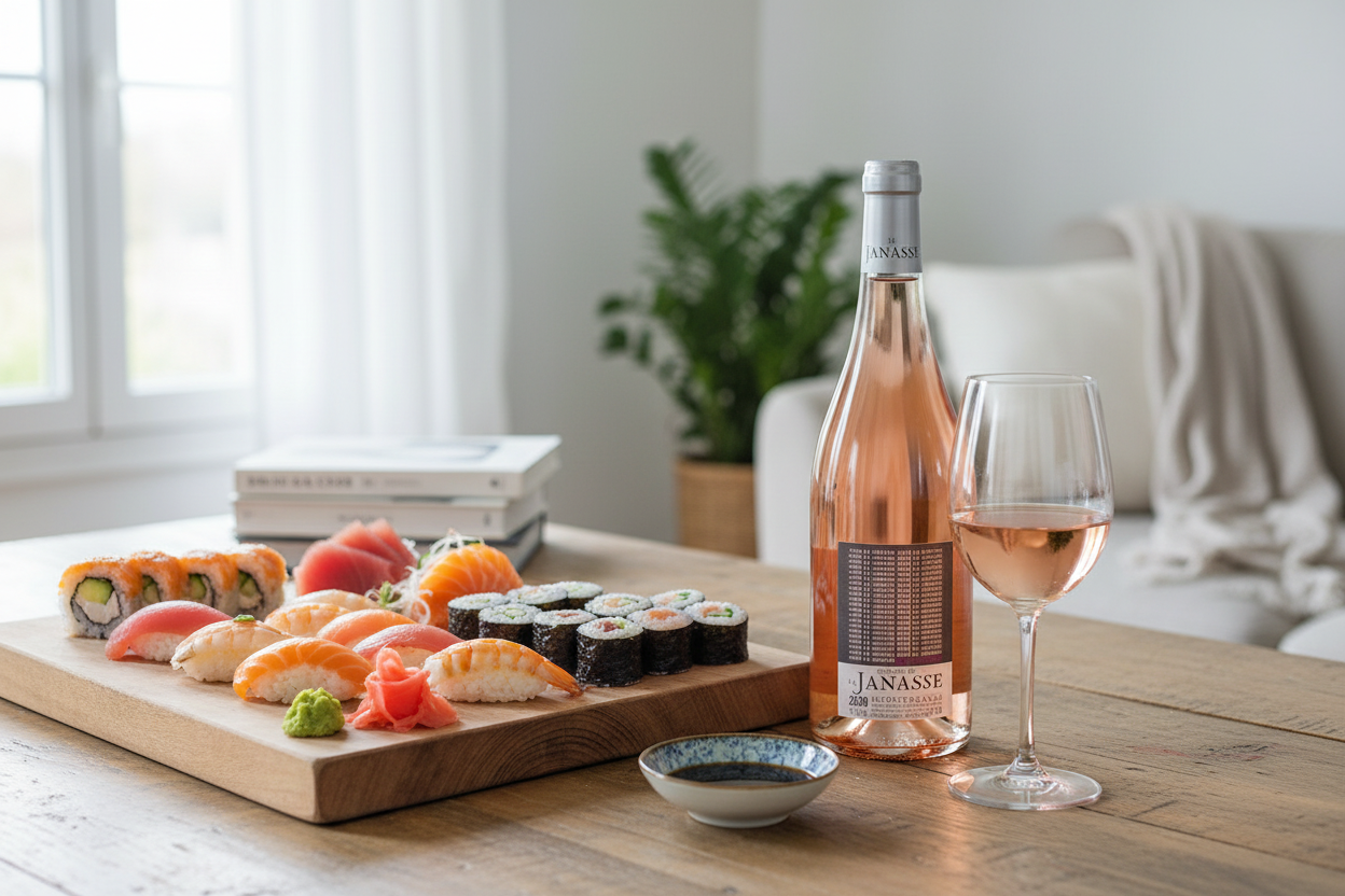Maridaje IGP Méditerranée Rosé 2022 con sushi