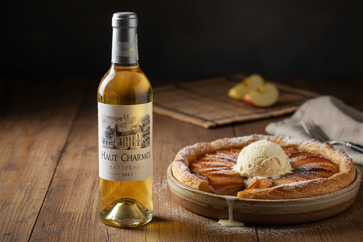 Haut Charmes Sauternes 2015 con tarta de manzana - maridaje