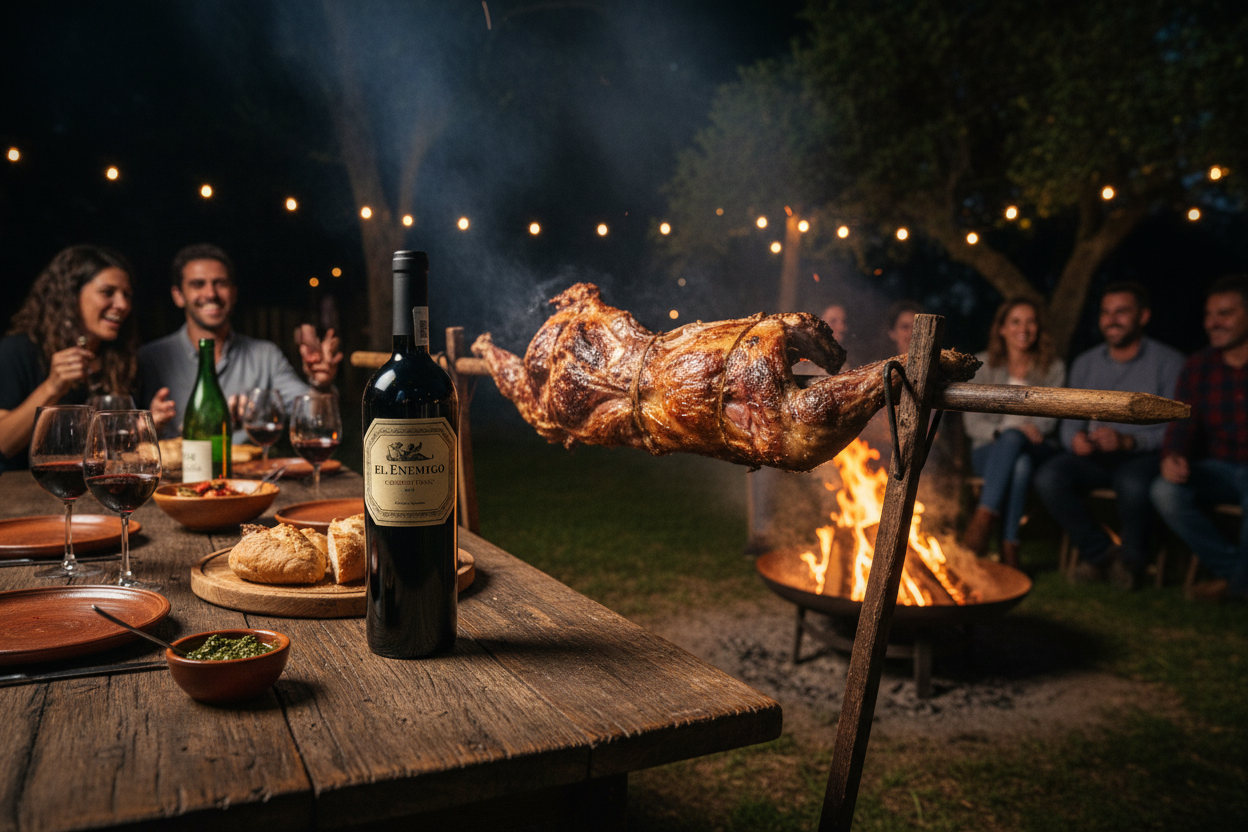 El Enemigo Cabernet Franc 1500ml con cordero a la estaca - maridaje