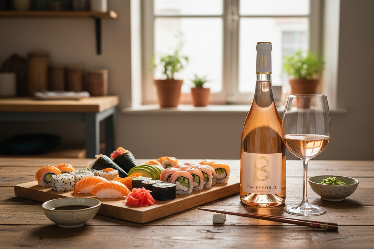 Maridaje Sainte Beatrice Côtes de Provence con sushi