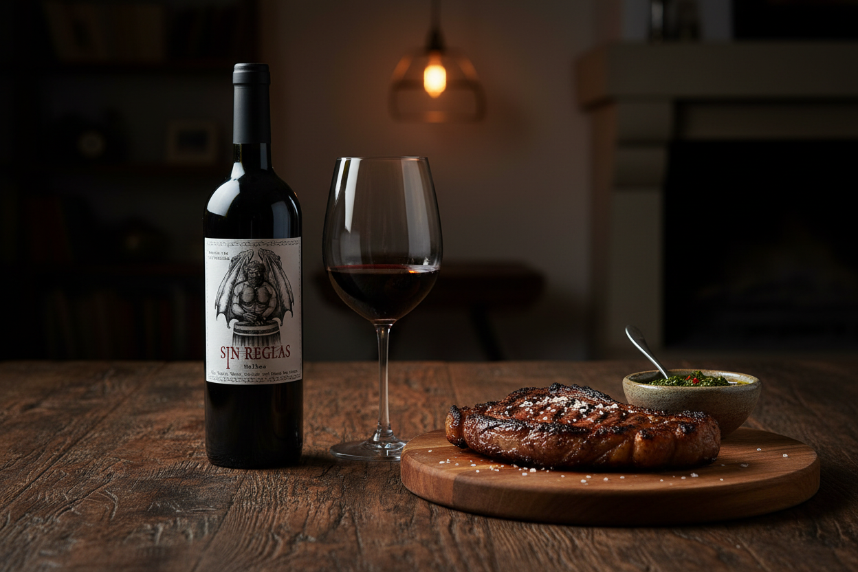 Maridaje Mil Demonios Gitano con Bife de Chorizo