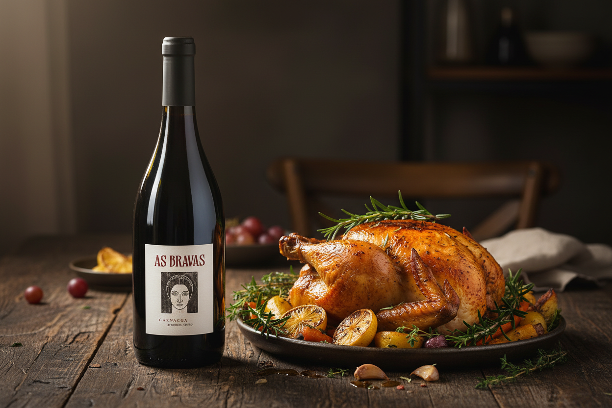 As Bravas Garnacha 2021 con pollo a las hierbas - maridaje