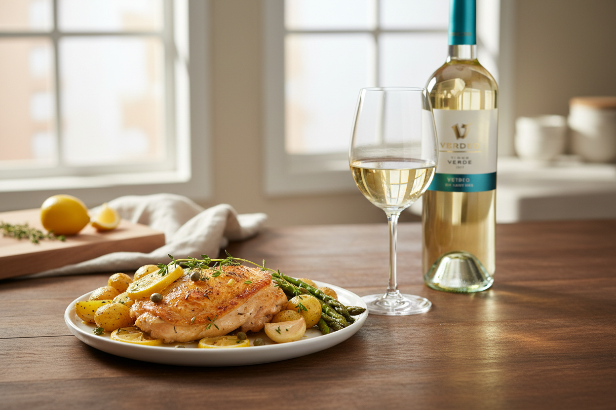 Maridaje Kosher Teperberg Vision Dry White con pollo al limón