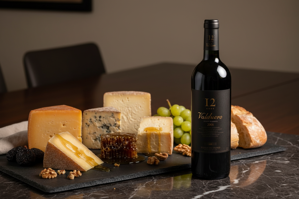 Valduero Gran Reserva 12 Años 2001 con quesos de oveja de extrema curación - maridaje