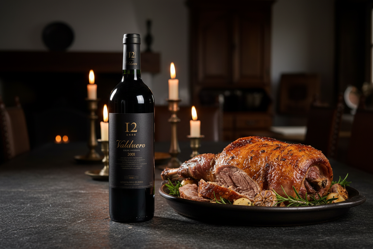 Valduero Gran Reserva 12 Años 2001 con cordero lechal asado - maridaje