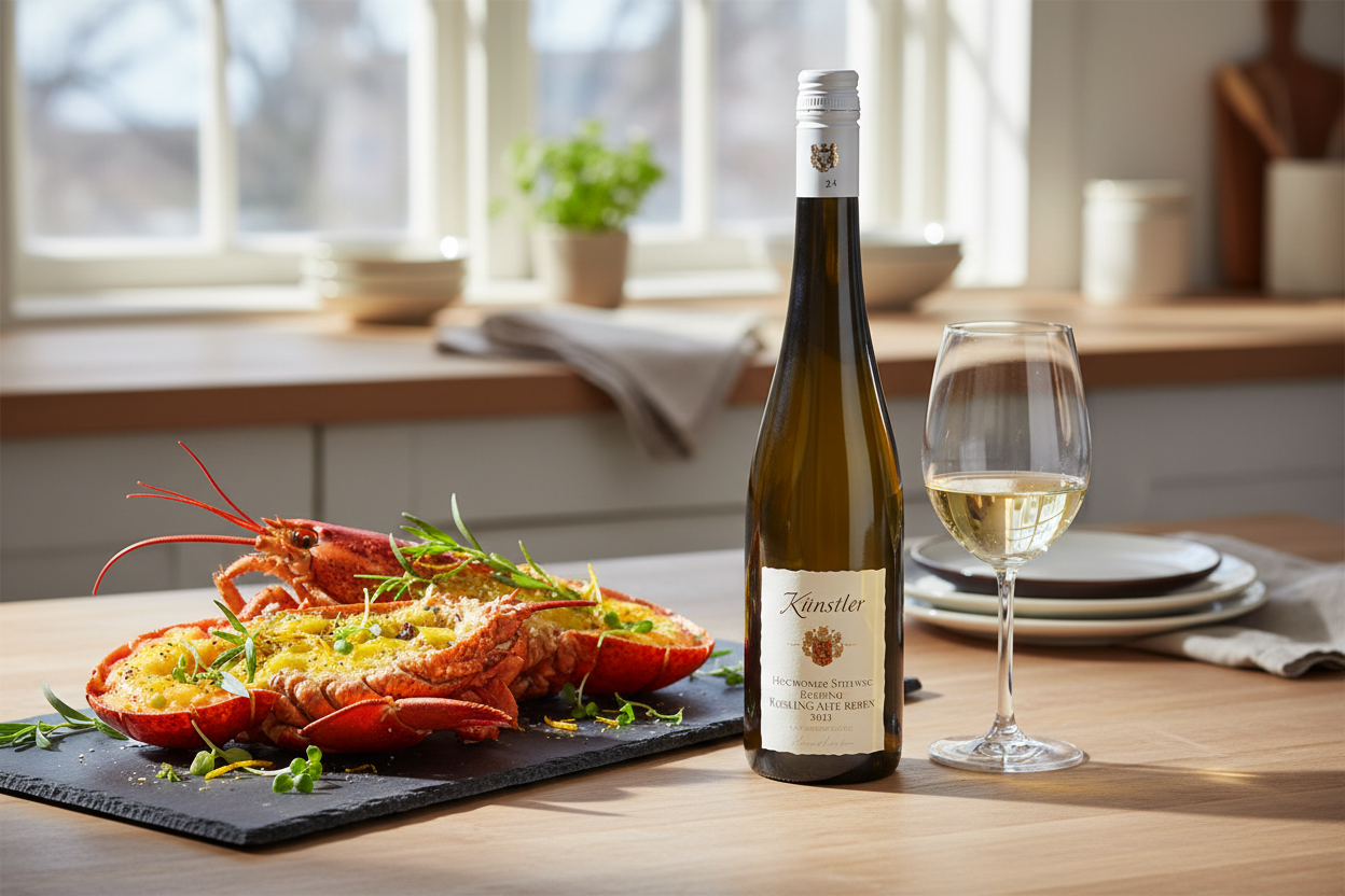 Maridaje Hochheimer Stielweg Riesling 2023 con bogavante con mantequilla cítrica