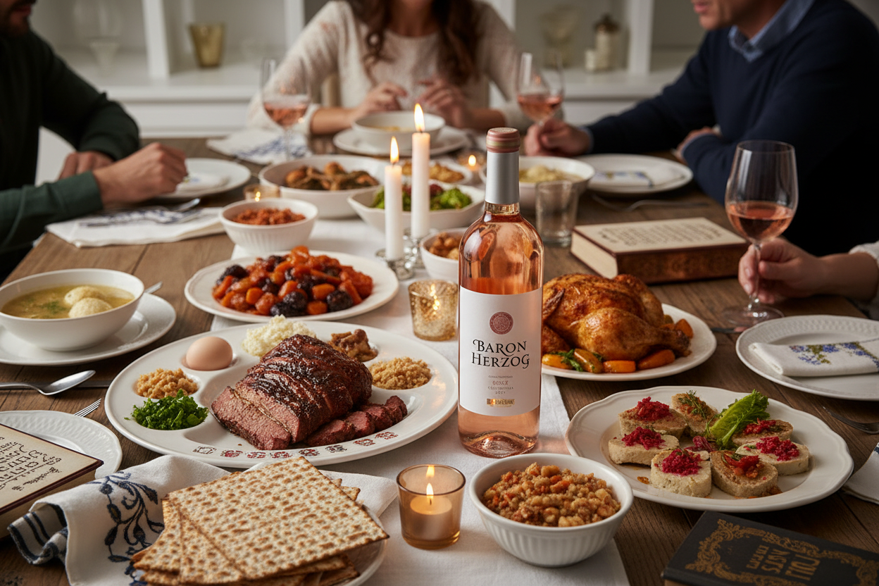 Maridaje Baron Herzog Rosé con cocina Kosher tradicional de Pésaj