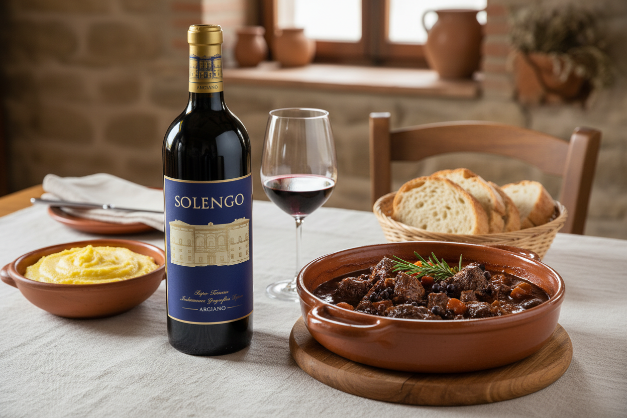 Maridaje Solengo Magnum 2020 con jabalí estofado al vino tinto