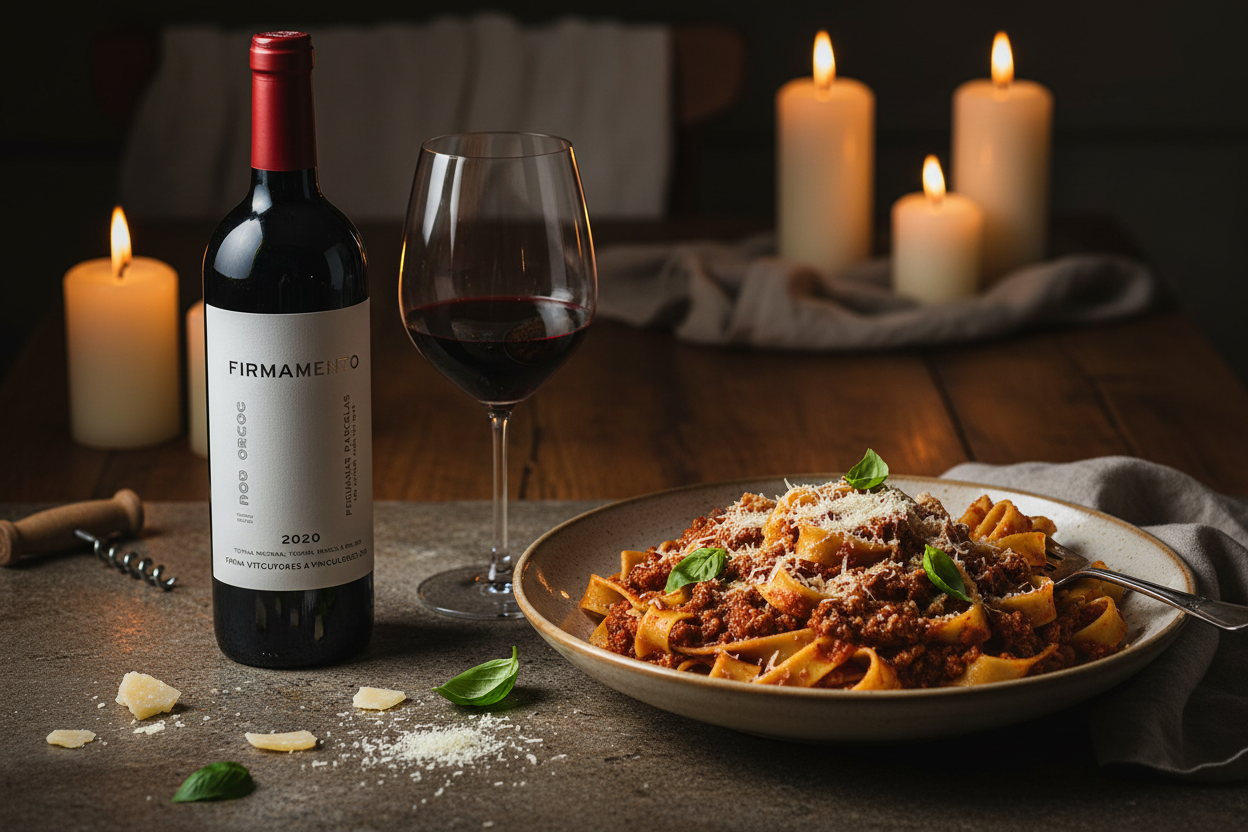 Maridaje Firmamento Red con Pastas y Salsa de Tomate y Carne