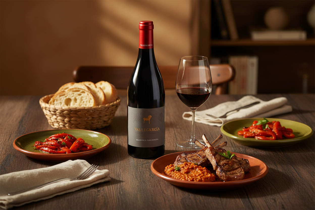 Maridaje Vallegarcía Garnacha Cariñena chuletas de cordero con romesco en casa
