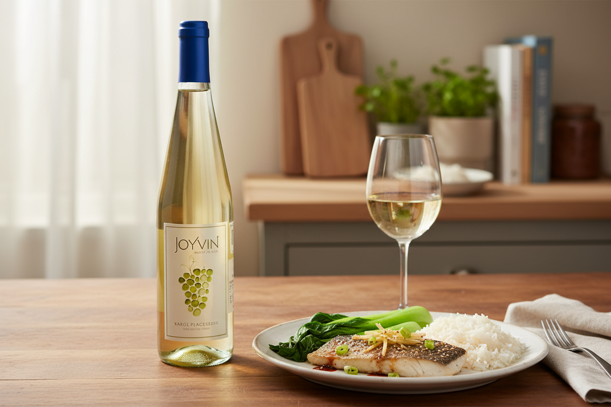 Maridaje Kosher Joyvin White Rashi con pescado blanco al vapor