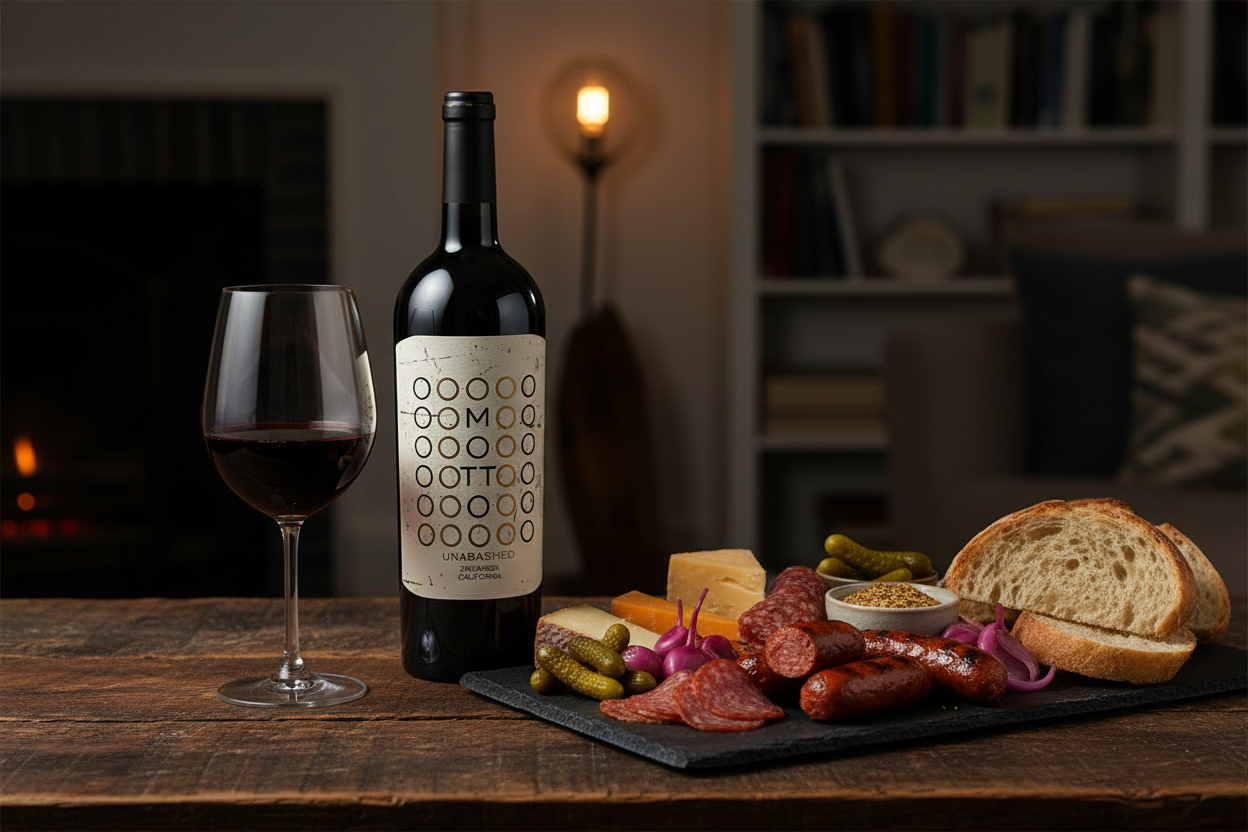 Motto Unabashed Zinfandel - Tabla de Quesos Ahumados Salami y Chorizos Argentinos