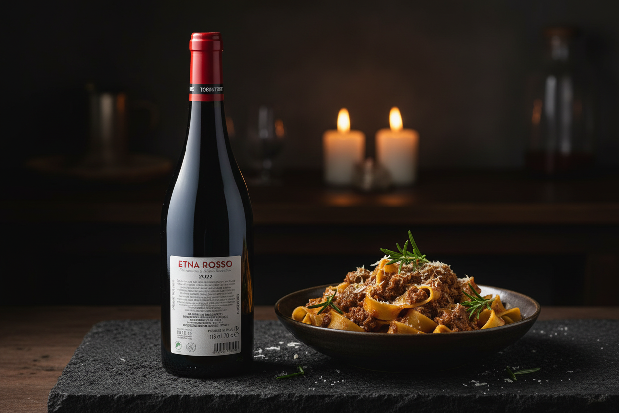 Etna Rosso 2022 con pasta y ragú de cordero - maridaje