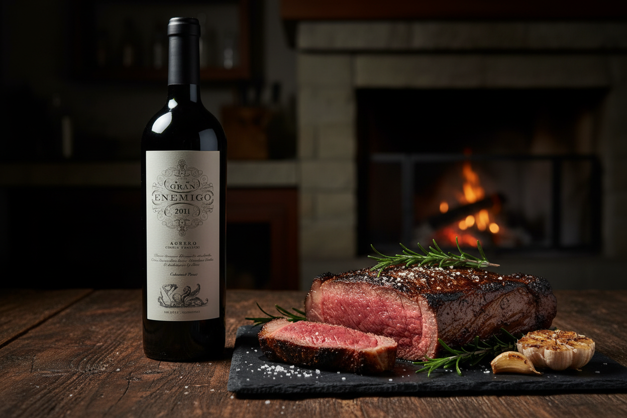 Gran Enemigo Agrelo 2011 con bife de chorizo madurado a la leña - maridaje