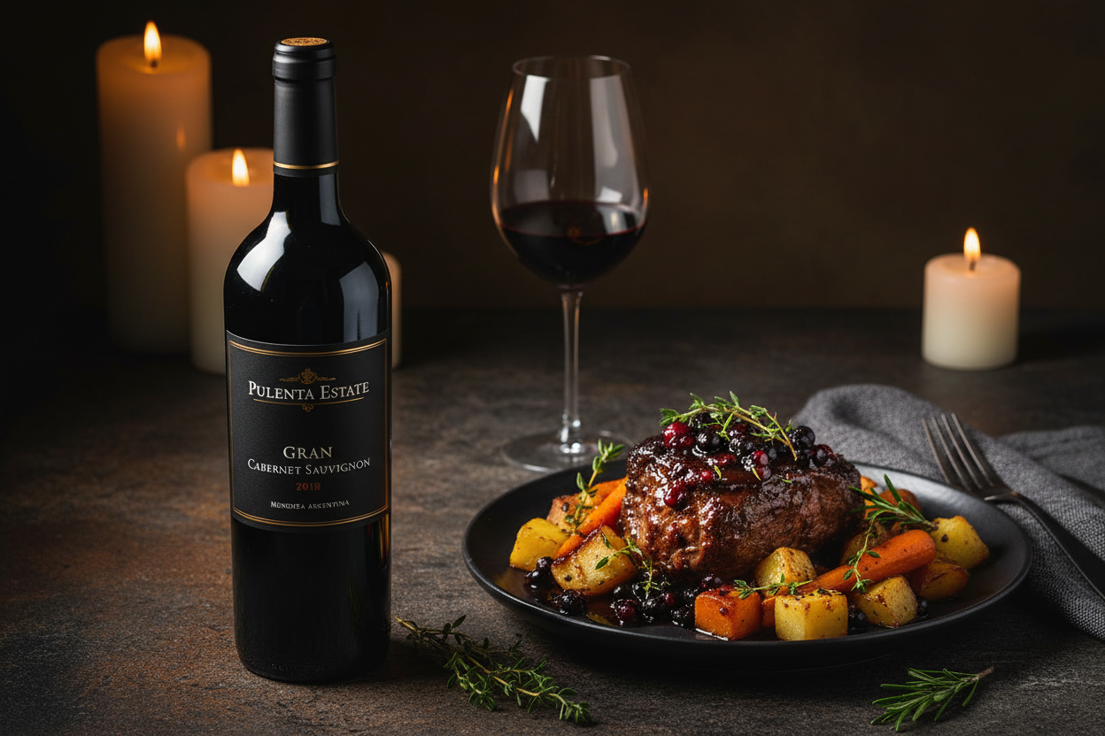 Pulenta Gran Cabernet Sauvignon 2018 con carnes de caza jabaí o venado - maridaje