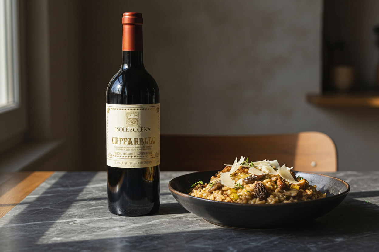 Cepparello 2021 con risotto de hongos silvestres - maridaje