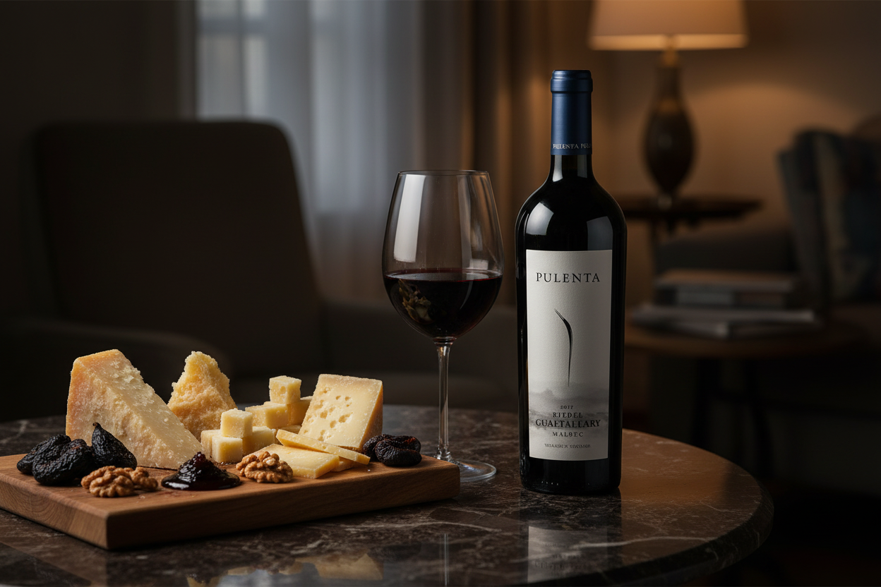 Maridaje Pulenta Single Vineyard Malbec con Quesos de Ultra-Maduración