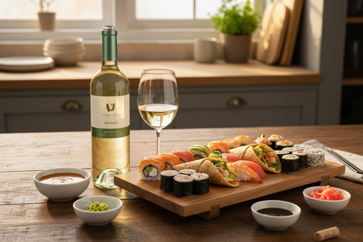 Maridaje Teperberg Vision White Semi Dry con sushi y salsa agridulce