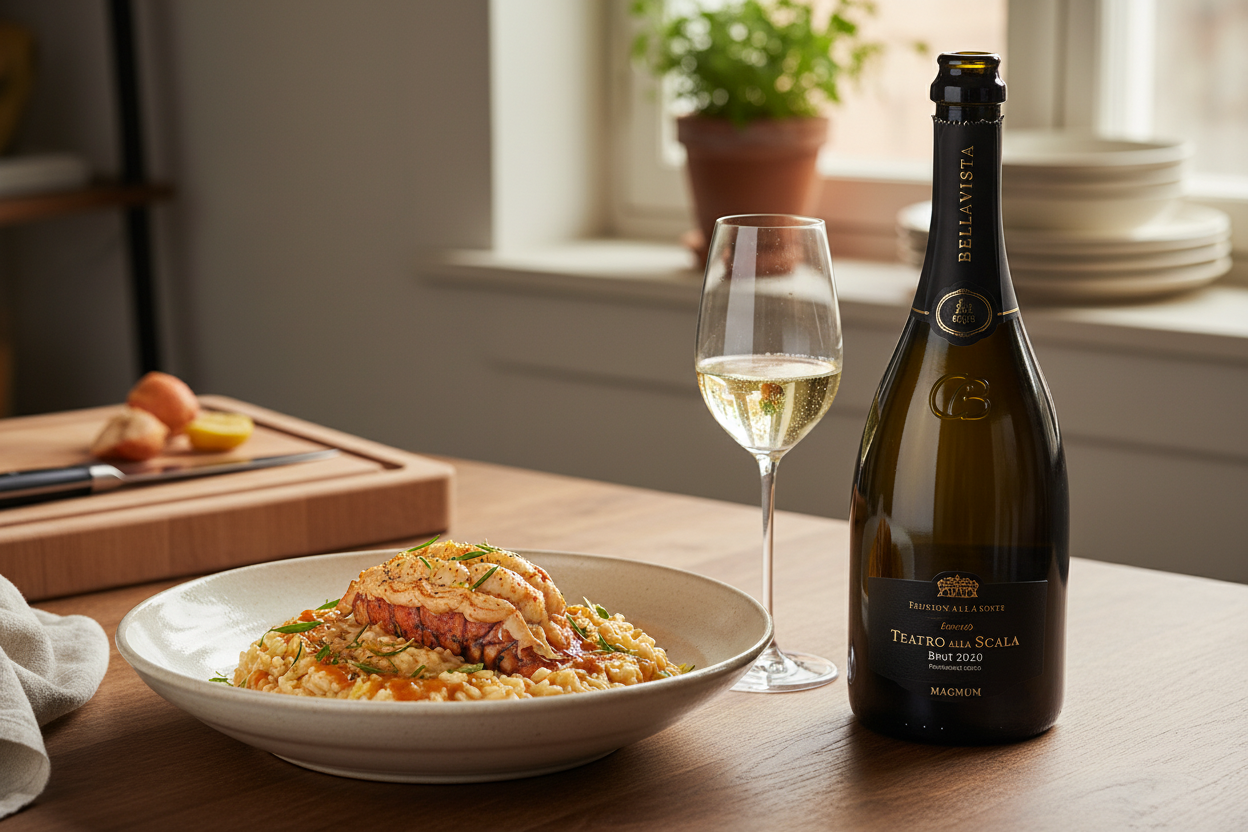 Maridaje Teatro alla Scala Brut Magnum 2020 con risotto de langosta