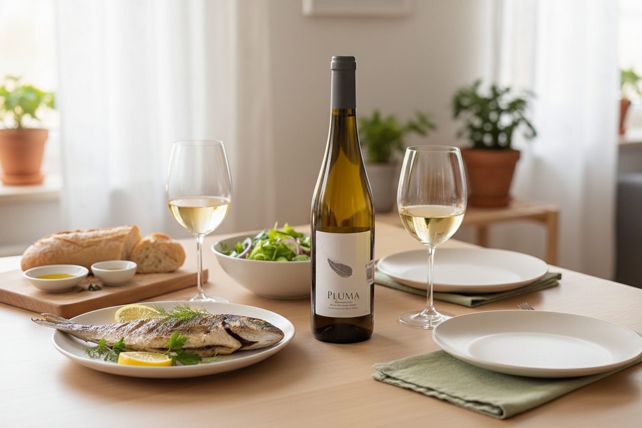 Maridaje Pluma Albariño dorada a la parrilla en casa