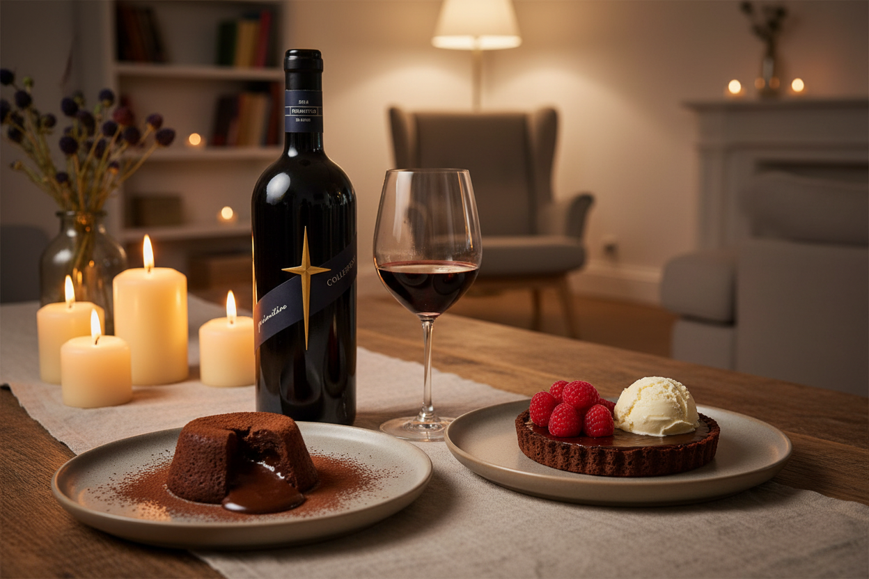 Maridaje Primitivo Collefrisio con postres de chocolate amargo