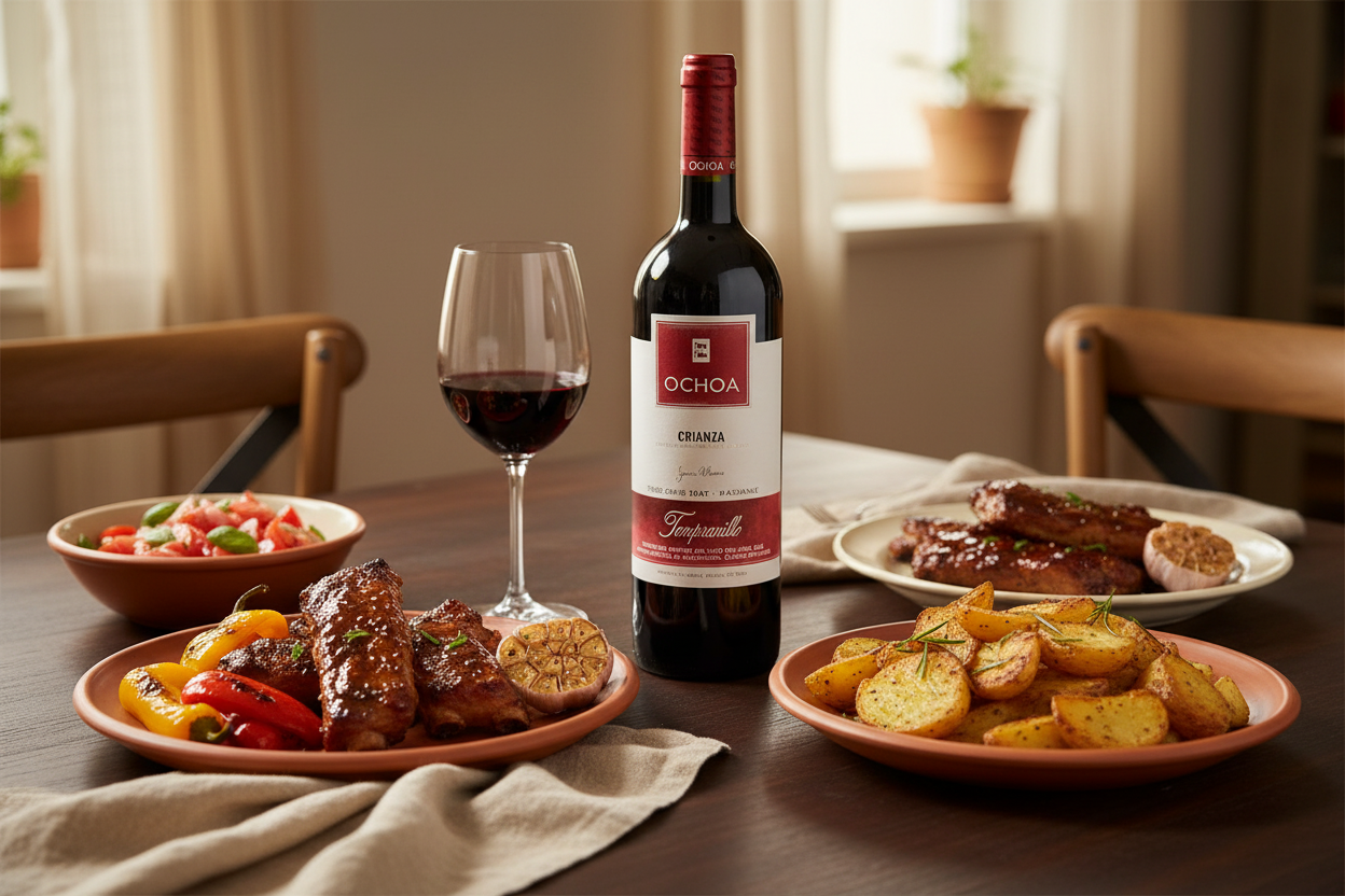 Maridaje Ochoa Crianza 750ml costillas de cerdo en casa