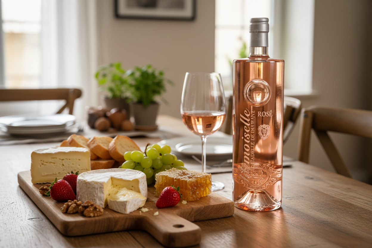 Maridaje Mademoiselle Rosé con quesos suaves Brie y Camembert