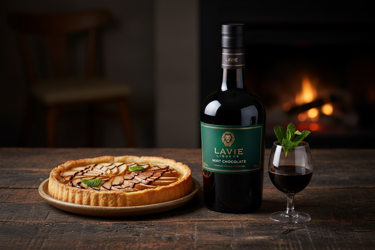 Lavie Mint Chocolate con tarta de pera - maridaje