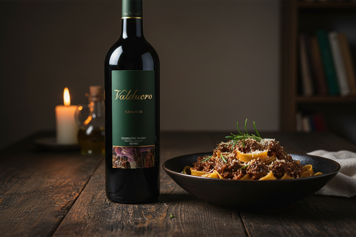 Valduero Crianza 2016 con pastas y salsas de carne intensas - maridaje