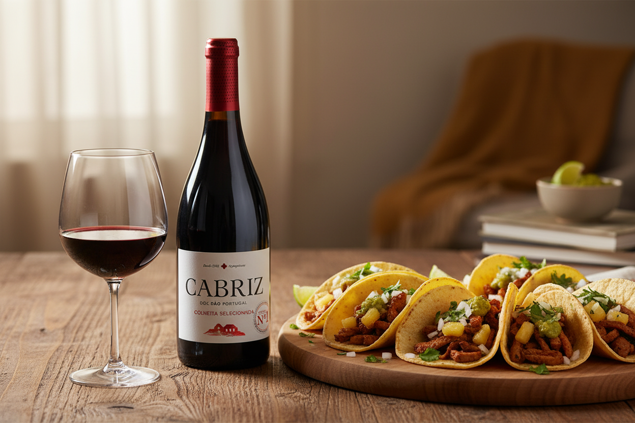 Maridaje Cabriz Tinto con Tacos de Pastor