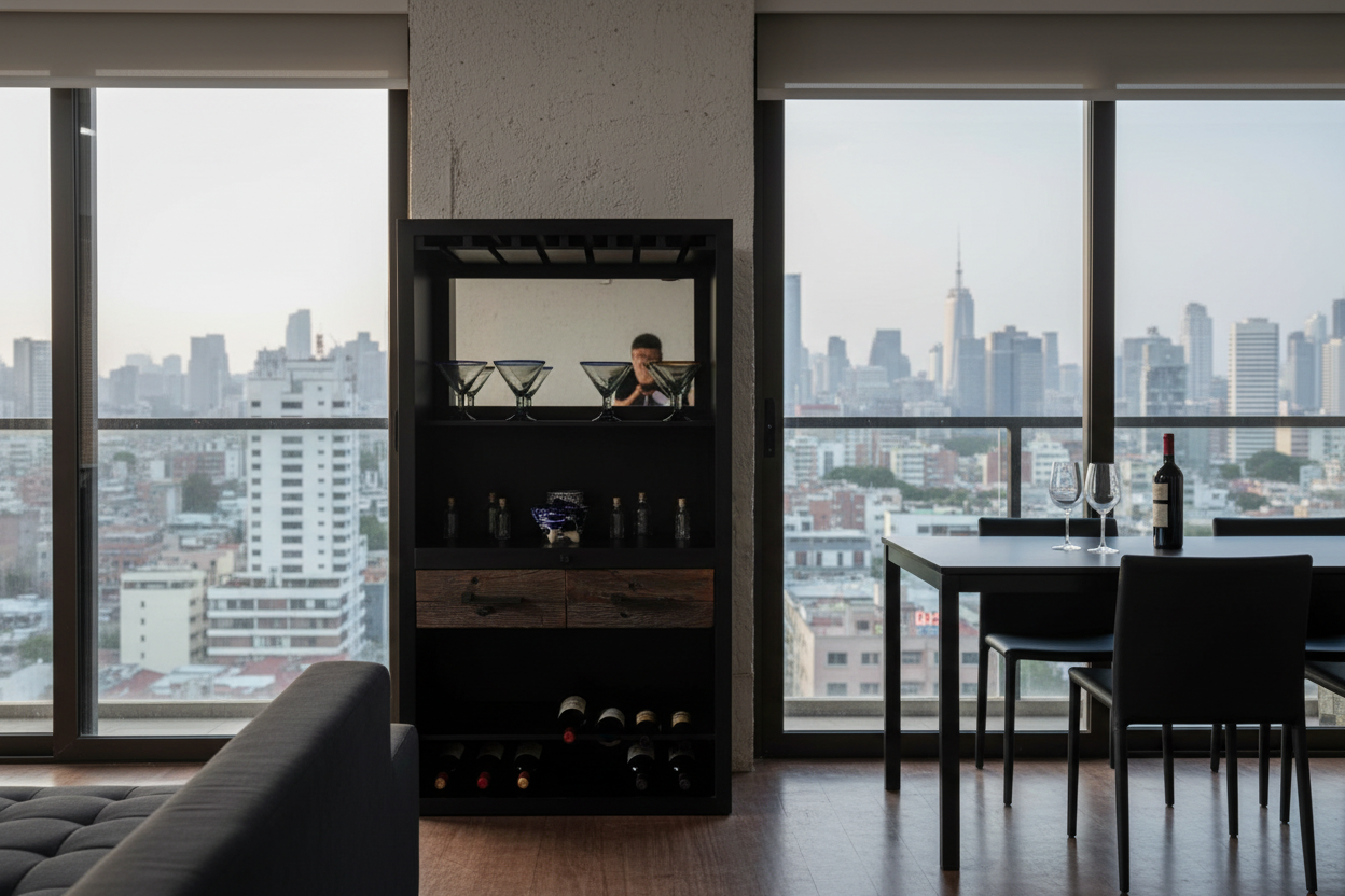 Mueble Cava Hacienda en departamento moderno