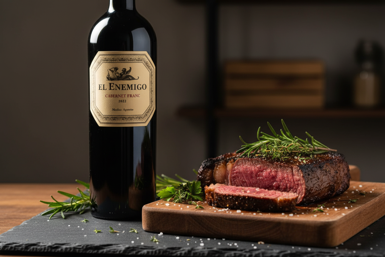 El Enemigo Cabernet Franc 1500ml con Ojo de Bife y hierbas - maridaje