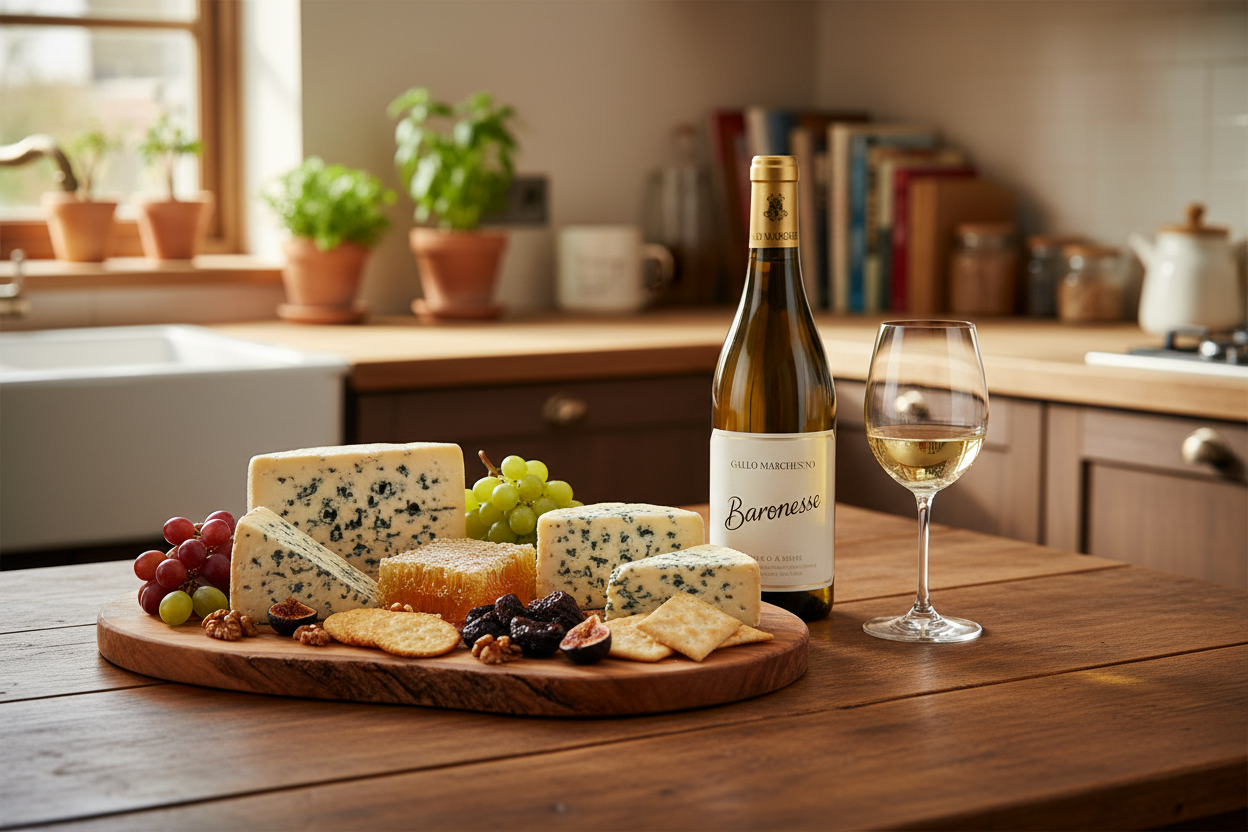 Maridaje Baronesse 2021 con quesos azules Gorgonzola y Roquefort