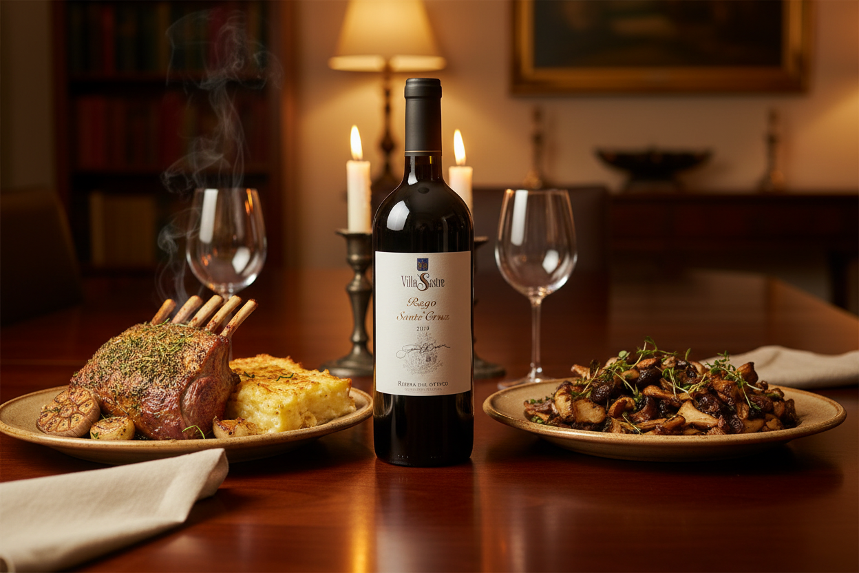 Maridaje Pago de Santa Cruz Gran Reserva rack de cordero ocasión especial en casa