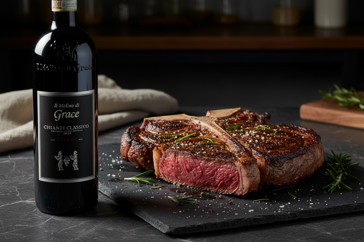 Chianti Classico Riserva 2018 con Bistecca alla Fiorentina - maridaje