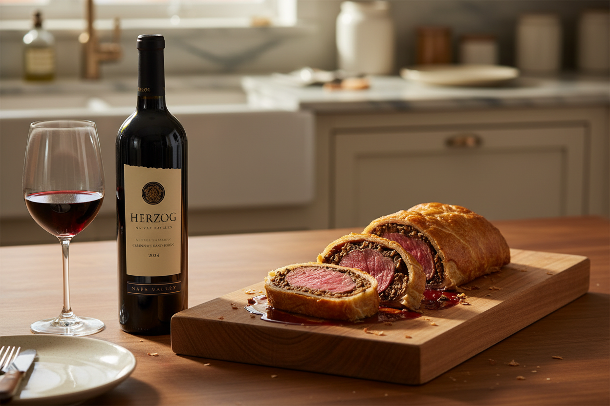 Maridaje Herzog Napa Valley Cabernet con Beef Wellington de ternera