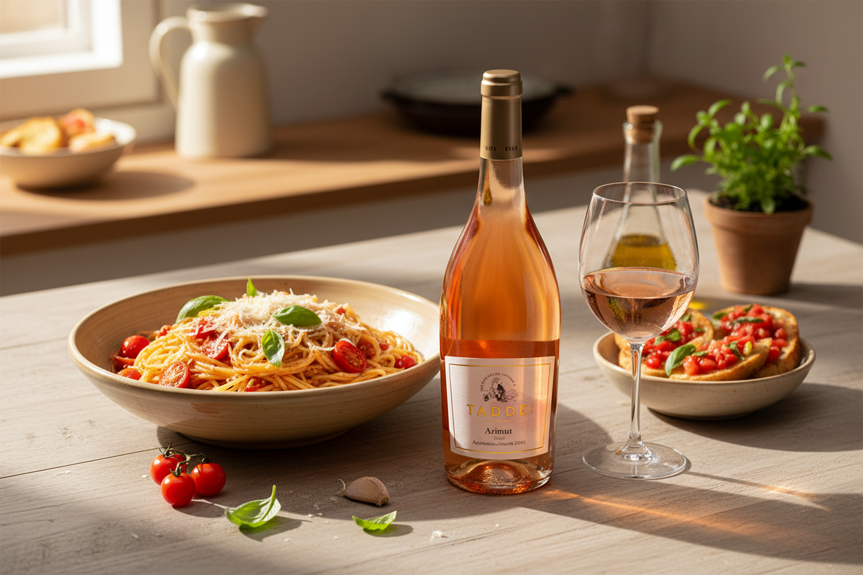 Maridaje Tabor Adama Barbera Rosé con pasta y salsa ligera de tomate