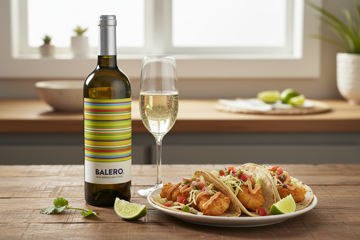 Balero Blanco Brut - Maridaje con Tacos de Camarón Capeados