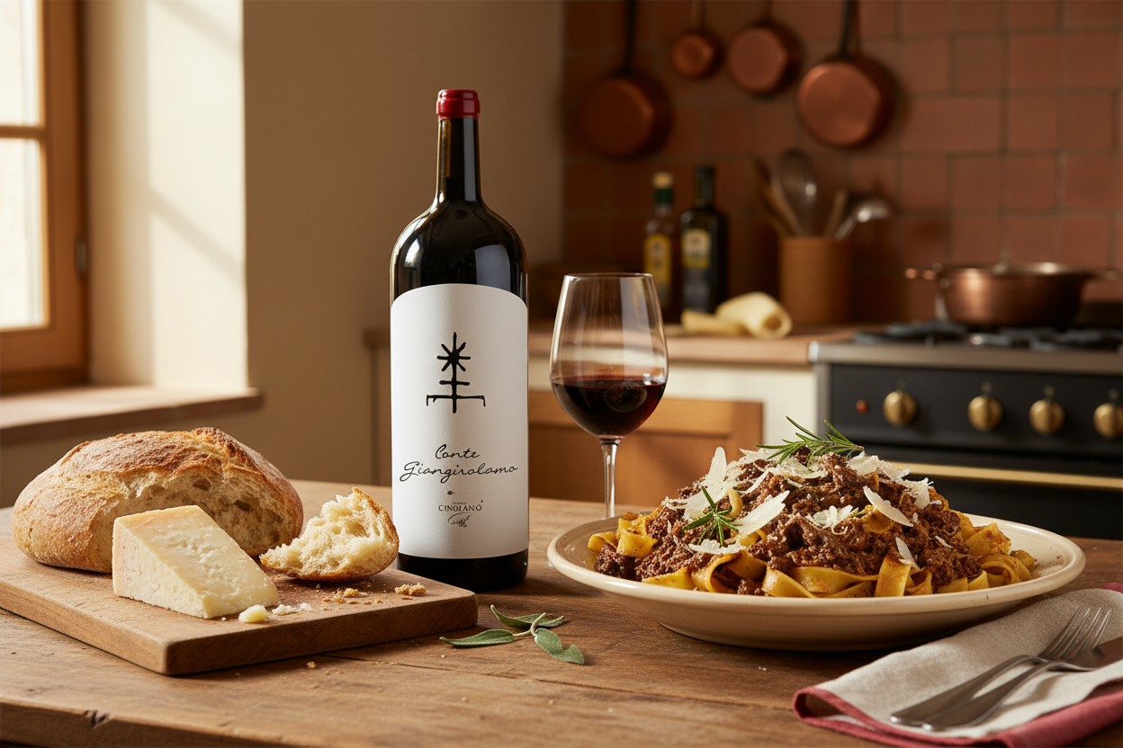 Maridaje Conte Giangirolamo con pappardelle ragú de jabalí y quesos muy curadosslider_item_HiMBLA