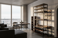 Mueble Bar Industrial Nogal en departamento moderno