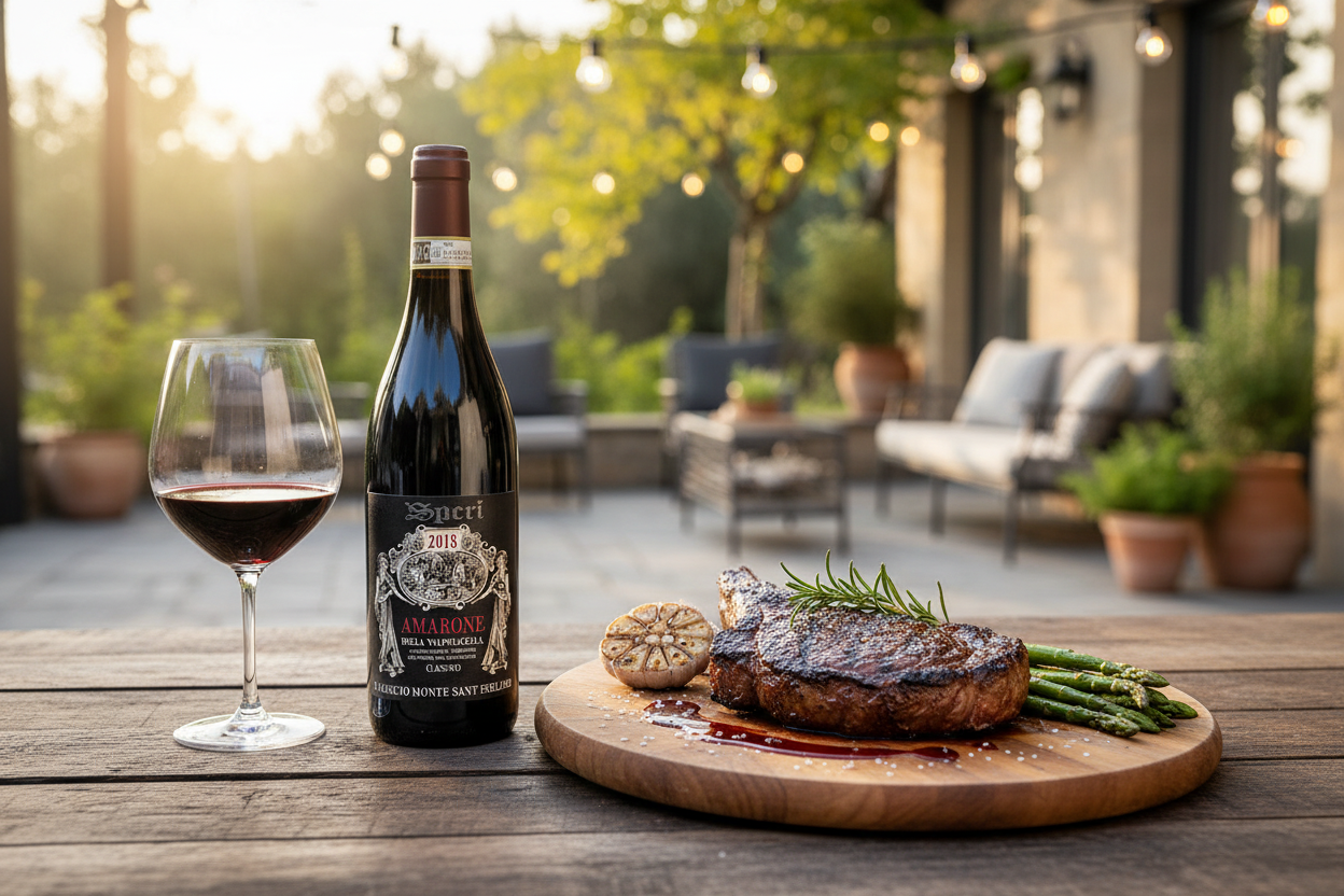 Maridaje Amarone della Valpolicella 2018 con carnes rojas a la brasa