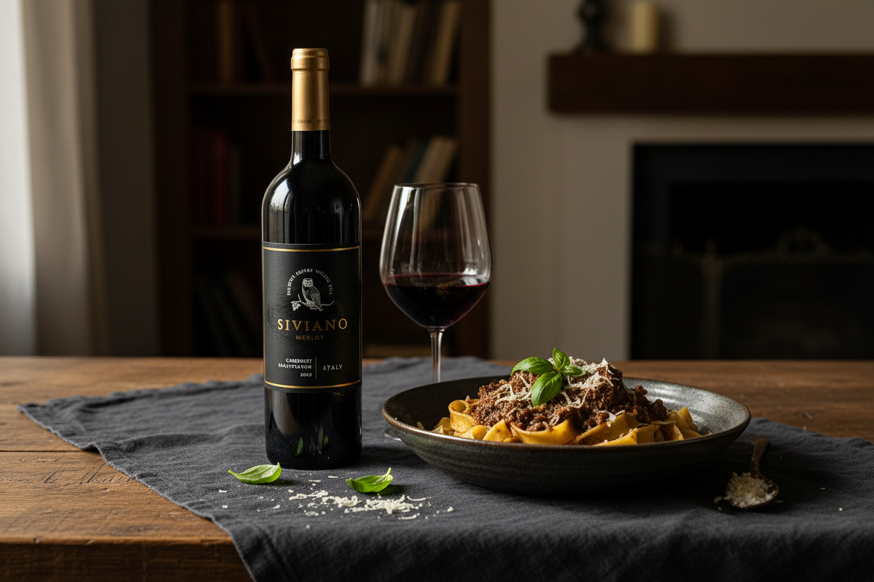 Maridaje Siviano Merlot con pasta y salsas intensas