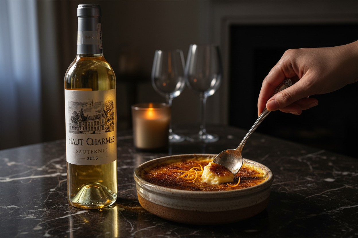 Haut Charmes Sauternes 2015 con crema catalana - maridaje
