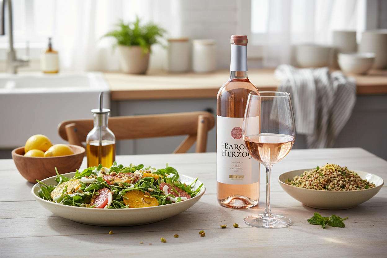 Maridaje Baron Herzog Rosé con ensaladas y vinagretas cítricas