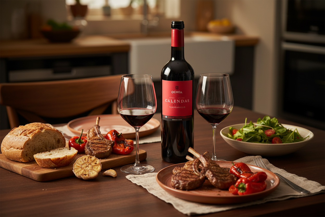 Maridaje Tempranillo Ecológico Navarra chuletas de cordero en casa